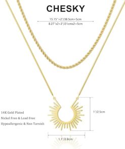 14K Gold Plated Sun and Moon Necklace