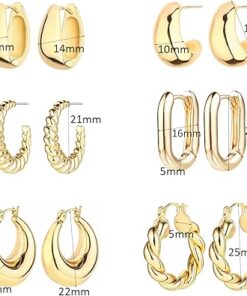 6-Pair 14K Gold Hoop Earring Set